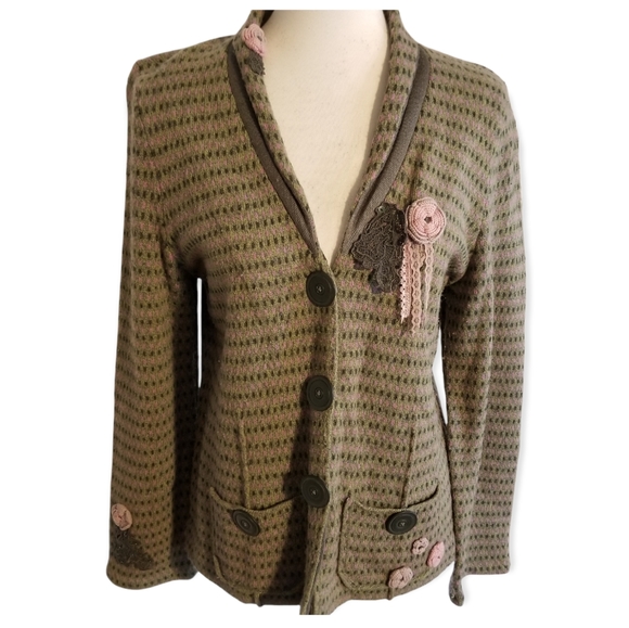 Beautiful BoHo sweater jacket by Sigrid Olsen sz L - Picture 1 of 9